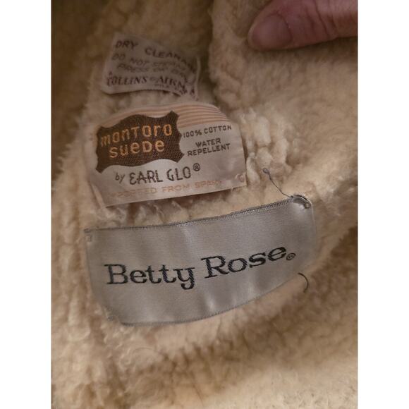 Vtg 70s Montoro Suede Faux Sherling Hooded Jacket Brown Betty Rose M Retro - Picture 11 of 11
